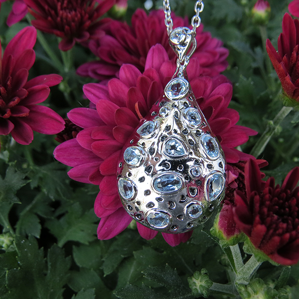 AQUA silverhalsband med akvamarin