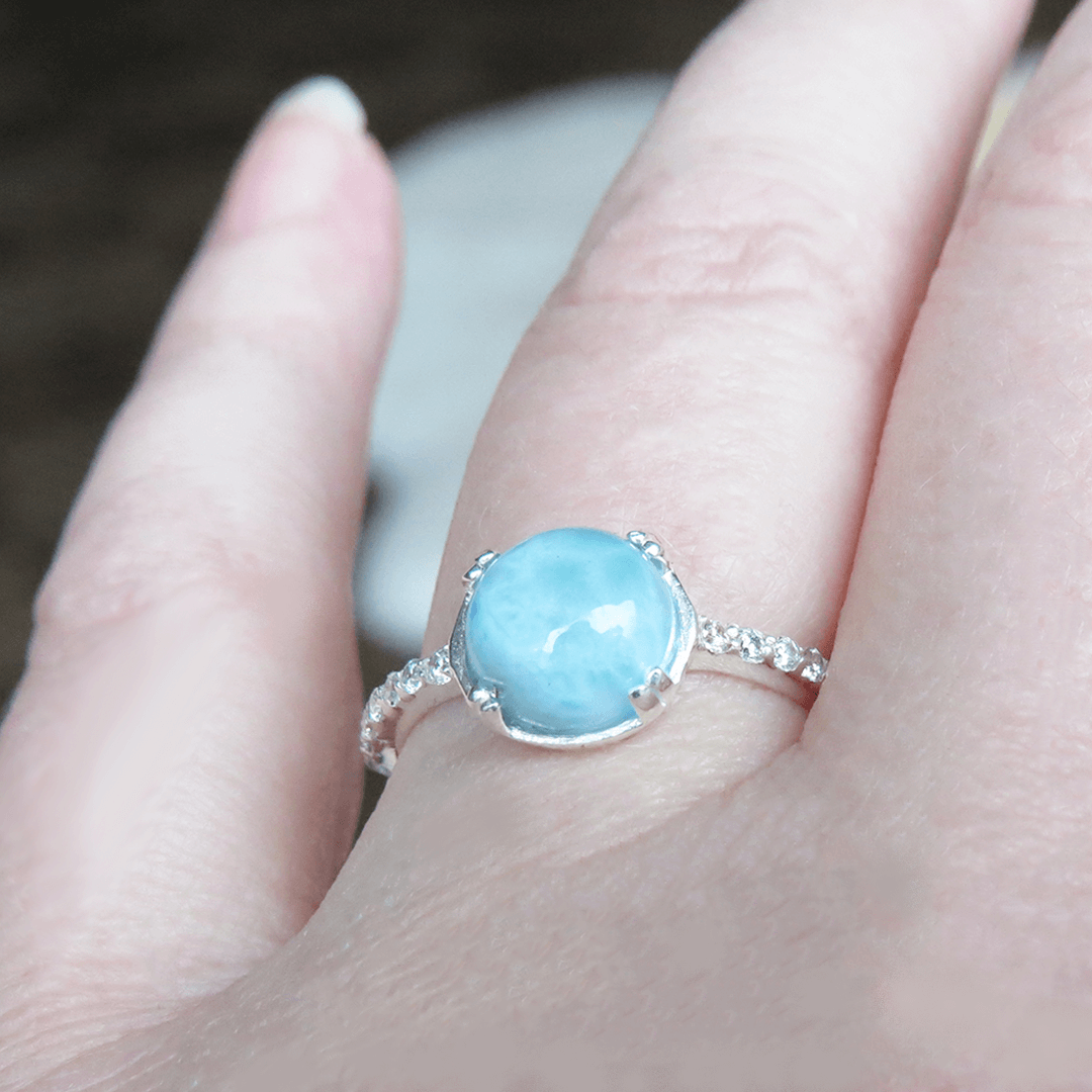 ATLANTIS ring with turquoise blue stone (Larimar) – Truly Me