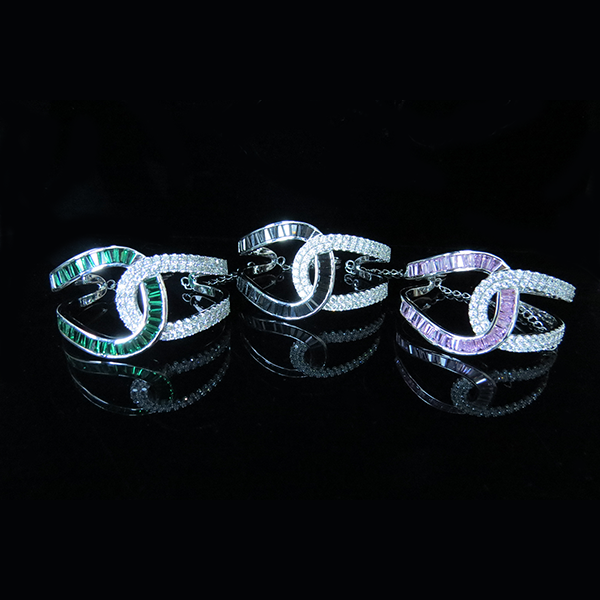 Silverarmband grön rosa svart bangle ROLLER COASTER