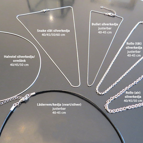 Halvstel silverkedja (1 mm)