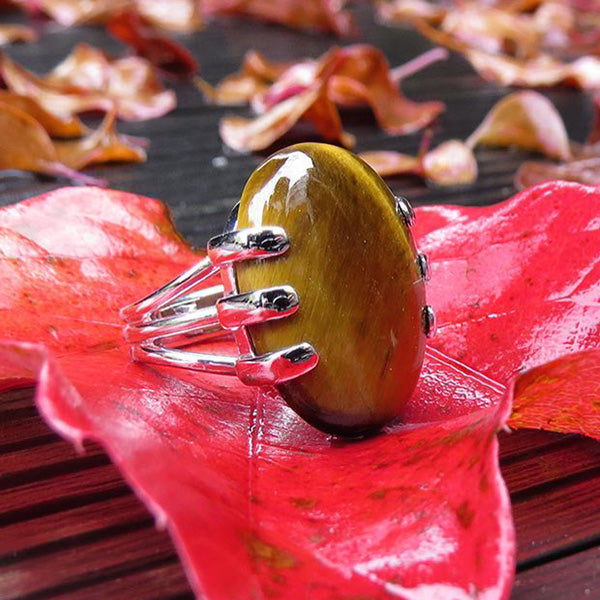 Tigeröga ring stor sten (Truly Me Jewelry Design)