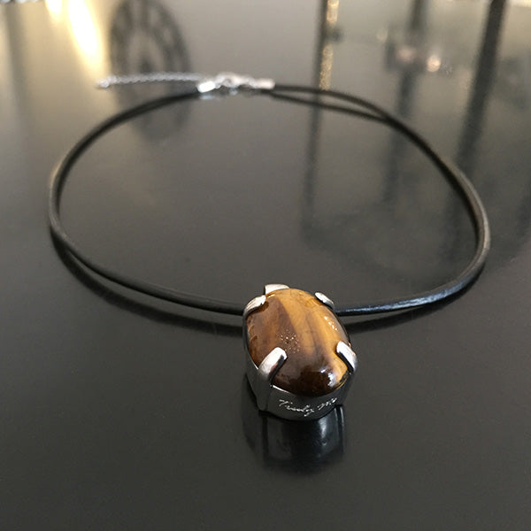 TIGER silver läder halsband Truly Me