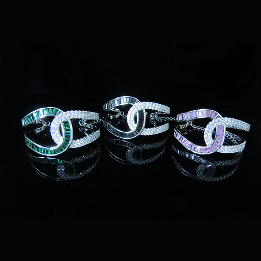 Silverarmband grön rosa svart bangle ROLLER COASTER