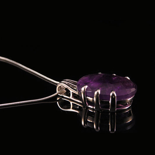 DEEP PURPLE silverhalsband med stor ametist (Truly Me)