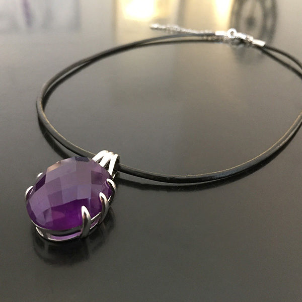 DEEP PURPLE silver läder halsband Truly Me