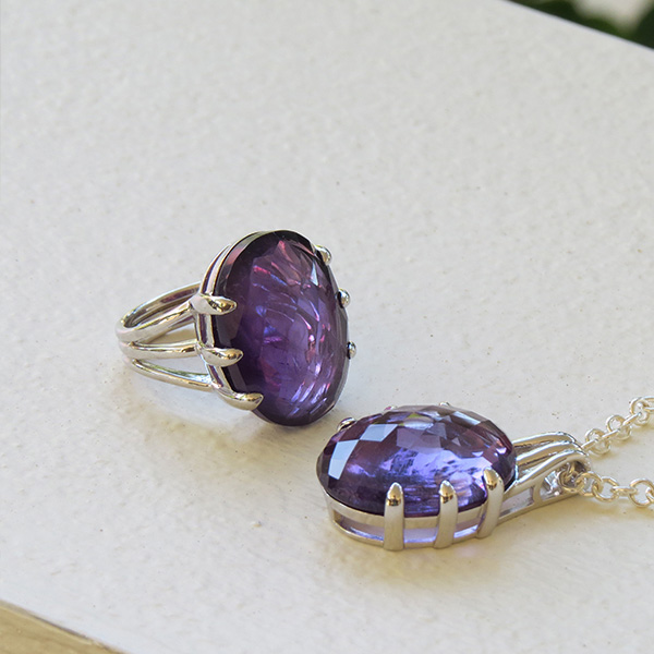 DEEP PURPLE silver jewelry with large amethyst (Truly Me)