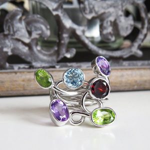 LETS GO CRAZY silver ring with colorful stones (Truly Me)