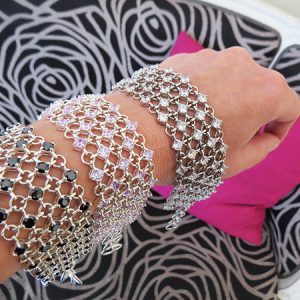 TOUCH bracelet with many glittering stones in three colors