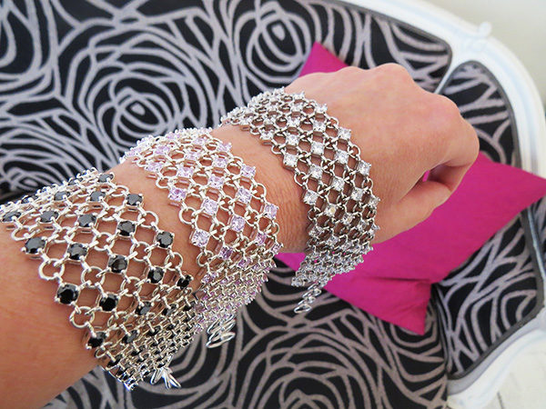 TOUCH bracelet with many glittering stones in three colors