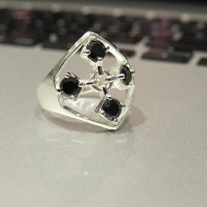 TOUCH silver ring in black cz stones
