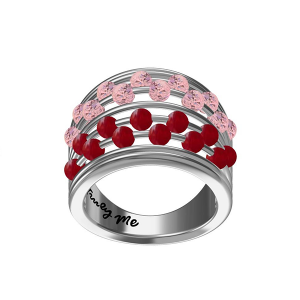 Abacus silverring med rosa och röda stenar